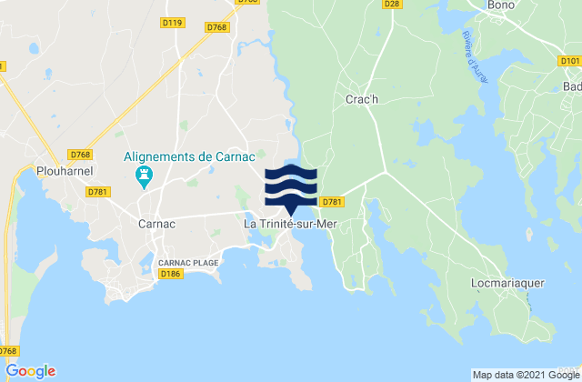 Mapa da tábua de marés em La Trinité-sur-Mer, France