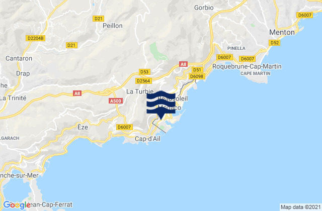 Mapa da tábua de marés em La Turbie, France