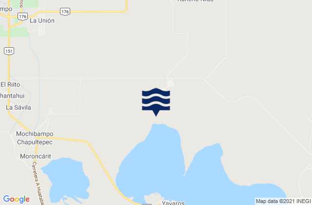 Mapa da tábua de marés em La Unión, Mexico