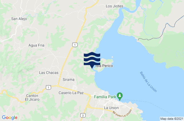 Mapa da tábua de marés em La Unión, El Salvador