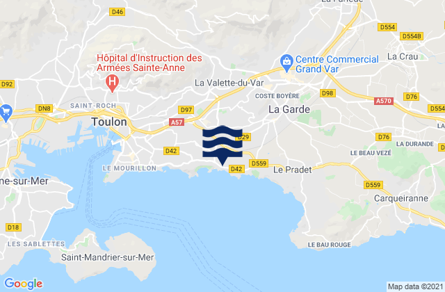 Mapa da tábua de marés em La Valette-du-Var, France