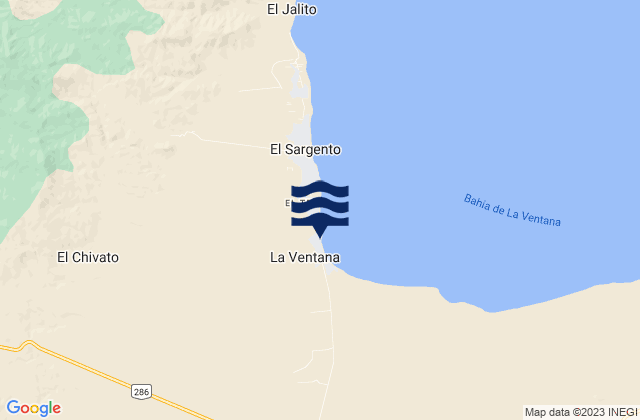 Mapa da tábua de marés em La Ventana, Mexico