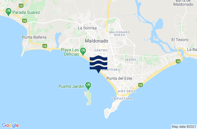 Mapa da tábua de marés em La Virgen, Brazil