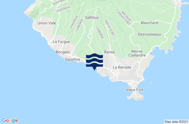 Mapa da tábua de marés em Laborie, Saint Lucia