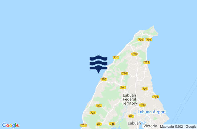 Mapa da tábua de marés em Labuan, Malaysia