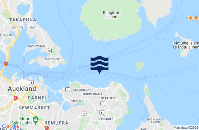 Mapa da tábua de marés em Ladies Bay, New Zealand