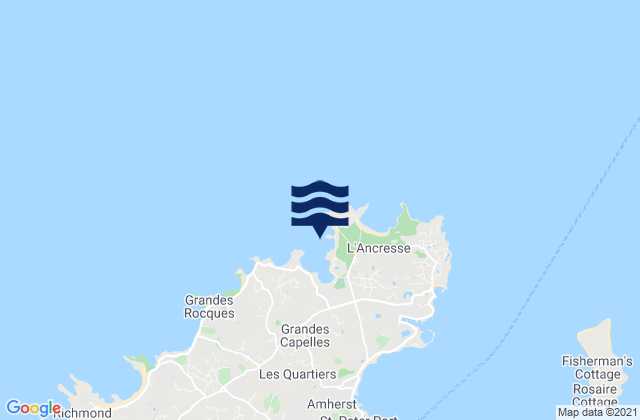Mapa da tábua de marés em Ladies Bay Beach, France