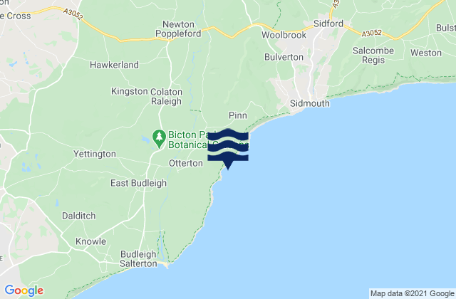Mapa da tábua de marés em Ladram Bay Beach, United Kingdom