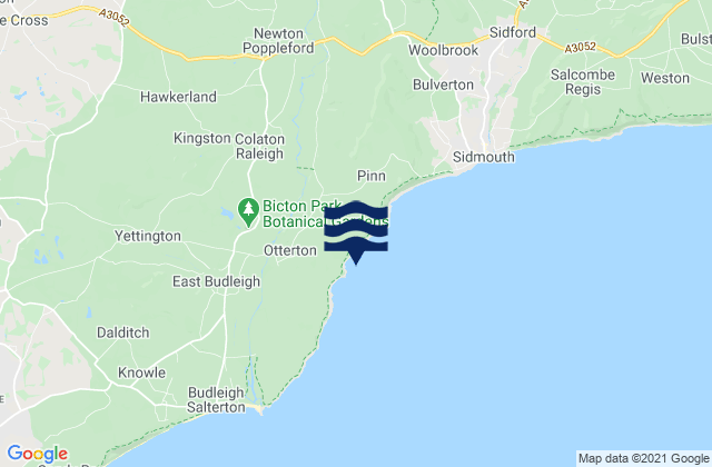 Mapa da tábua de marés em Ladram Bay, United Kingdom