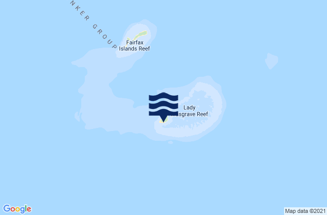 Mapa da tábua de marés em Lady Musgrave Island, Australia