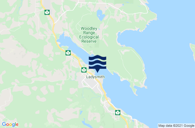 Mapa da tábua de marés em Ladysmith, Canada