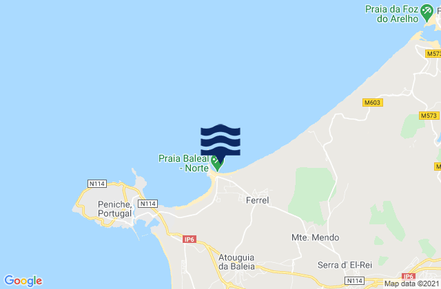 Mapa da tábua de marés em Lagide, Portugal