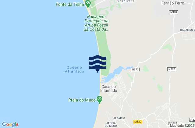 Mapa da tábua de marés em Lagoa de Albufeira, Portugal