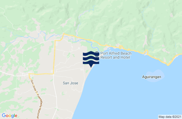 Mapa da tábua de marés em Lagonoy, Philippines