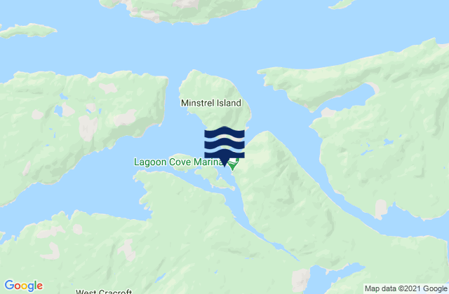 Mapa da tábua de marés em Lagoon Cove, Canada
