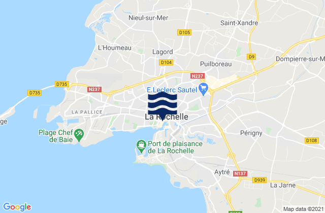 Mapa da tábua de marés em Lagord, France