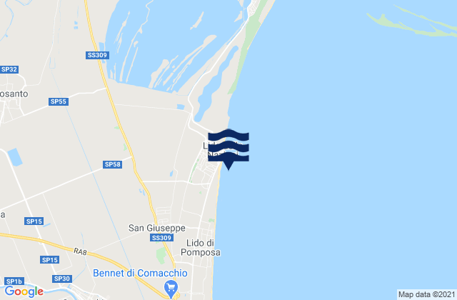 Mapa da tábua de marés em Lagosanto, Italy