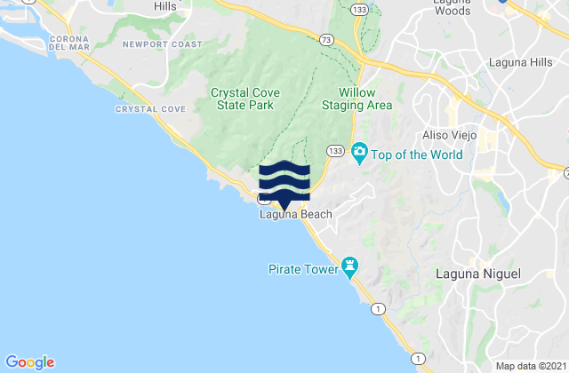 Mapa da tábua de marés em Laguna Beach - Rockpile, United States