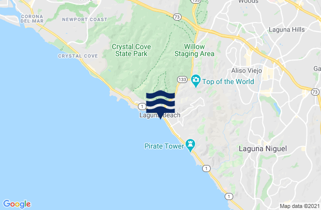 Mapa da tábua de marés em Laguna Beach, United States