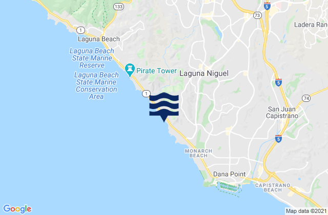 Mapa da tábua de marés em Laguna Niguel, United States