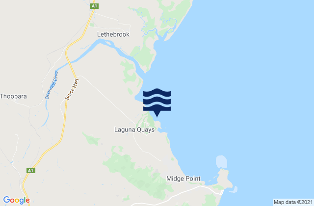 Mapa da tábua de marés em Laguna Quays, Australia