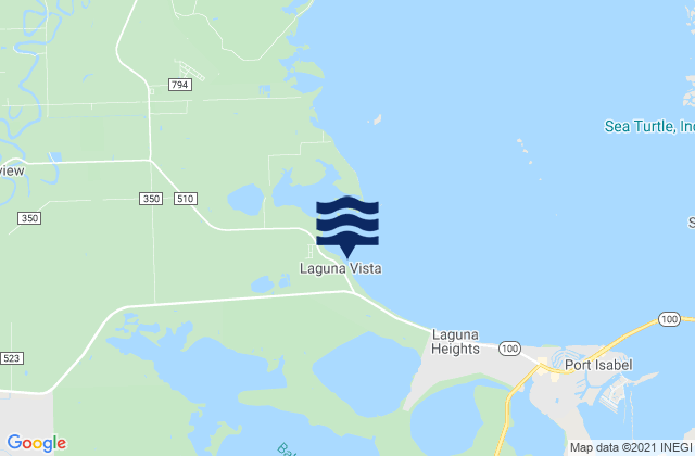 Mapa da tábua de marés em Laguna Vista, United States