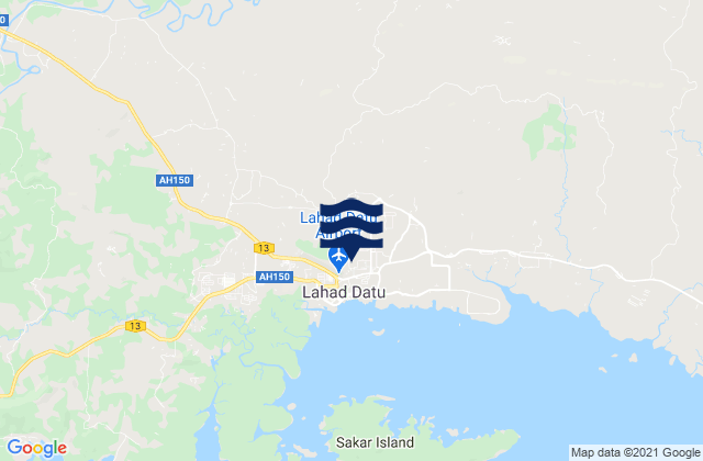 Mapa da tábua de marés em Lahad Datu Darvel Bay, Malaysia