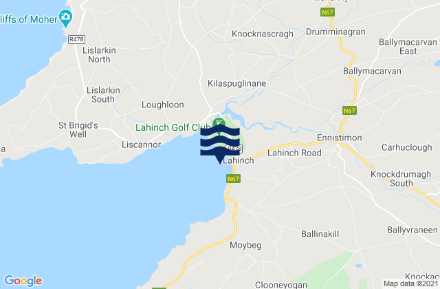 Mapa da tábua de marés em Lahinch - Beach, Ireland