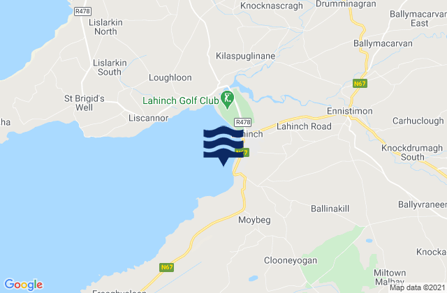 Mapa da tábua de marés em Lahinch - Cornish Left, Ireland