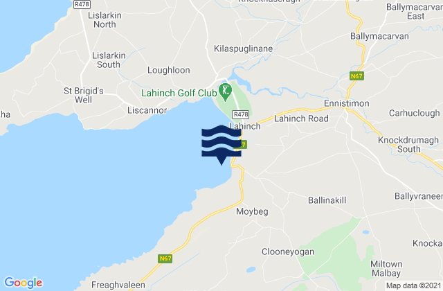 Mapa da tábua de marés em Lahinch - Shit Creek, Ireland