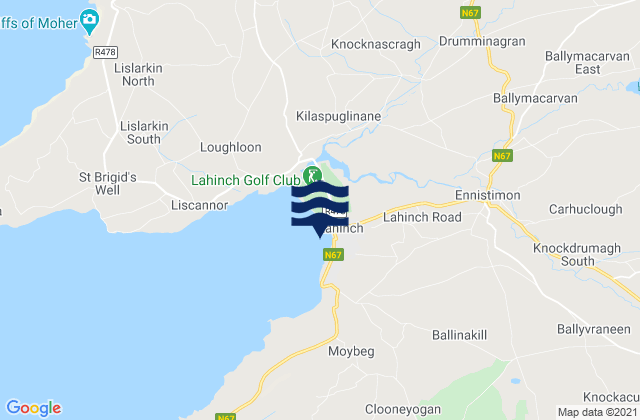 Mapa da tábua de marés em Lahinch, Ireland