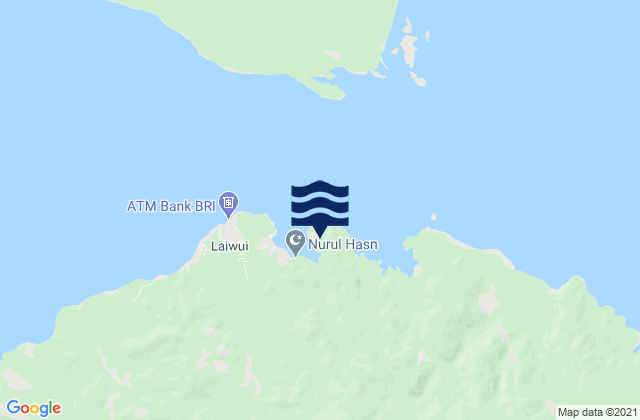Mapa da tábua de marés em Laiwui, Indonesia