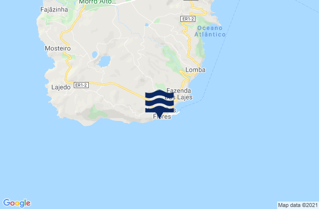 Mapa da tábua de marés em Lajens Flores Island, Portugal