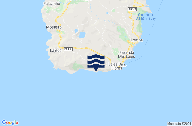 Mapa da tábua de marés em Lajes das Flores, Portugal