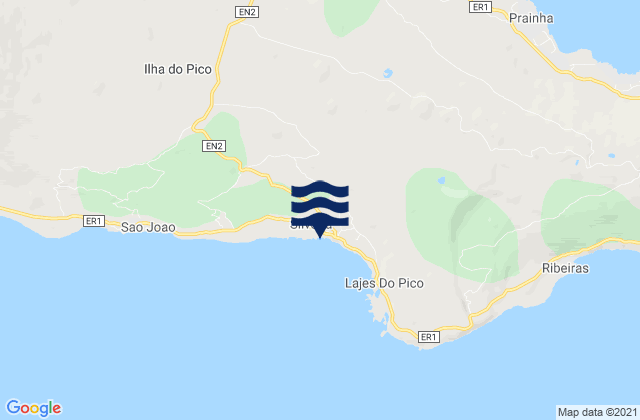 Mapa da tábua de marés em Lajes do Pico, Portugal