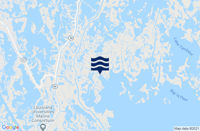 Mapa da tábua de marés em Lake Theriot, United States