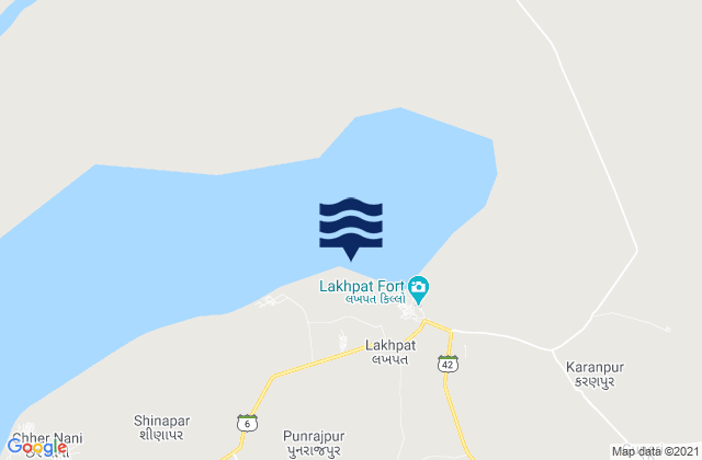 Mapa da tábua de marés em Lakhpat, Pakistan