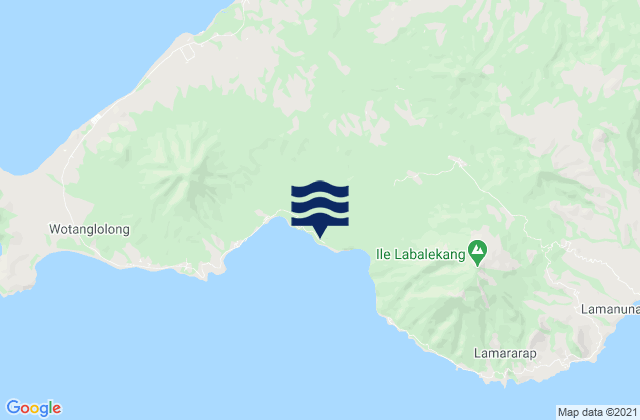 Mapa da tábua de marés em Lamalewar, Indonesia