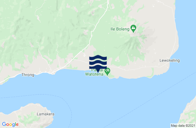 Mapa da tábua de marés em Lamalouk, Indonesia