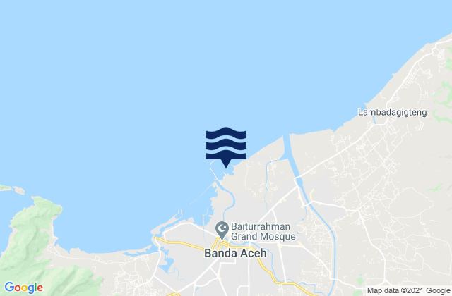 Mapa da tábua de marés em Lambaro, Indonesia