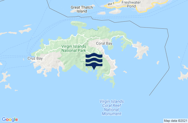 Mapa da tábua de marés em Lameshur Bay St. John, U.S. Virgin Islands