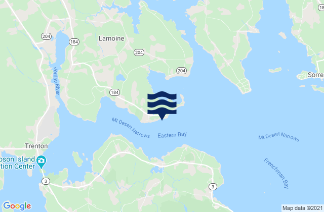 Mapa da tábua de marés em Lamoine Beach, United States