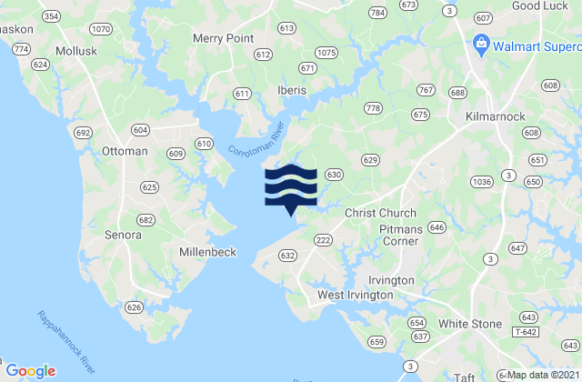 Mapa da tábua de marés em Lancaster County, United States
