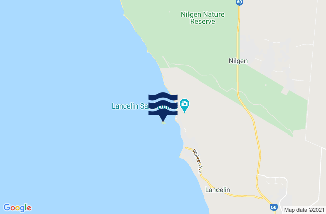 Mapa da tábua de marés em Lancelin Island, Australia