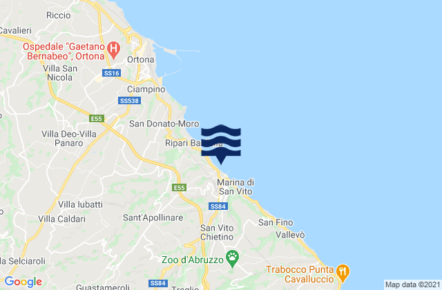 Mapa da tábua de marés em Lanciano, Italy