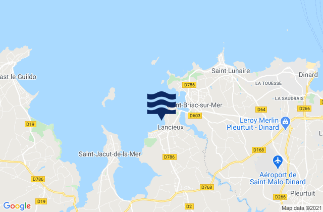 Mapa da tábua de marés em Lancieux, France