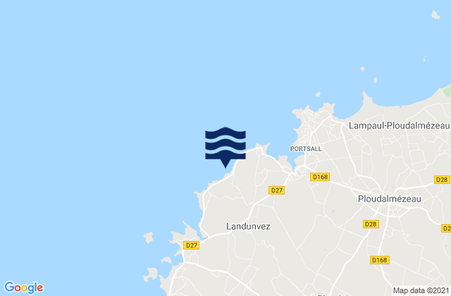 Mapa da tábua de marés em Landunvez, France