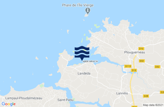 Mapa da tábua de marés em Landéda, France