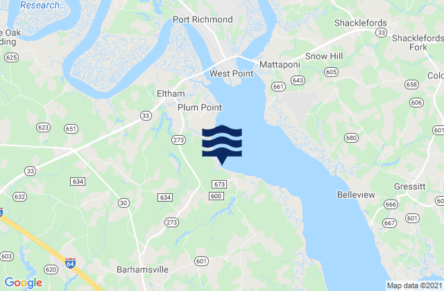 Mapa da tábua de marés em Lanexa Chicahomny River, United States