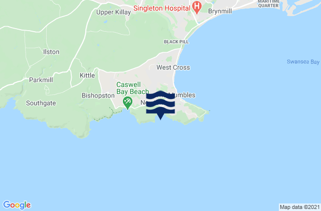 Mapa da tábua de marés em Langland Bay Beach, United Kingdom